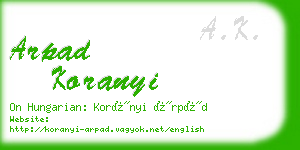 arpad koranyi business card